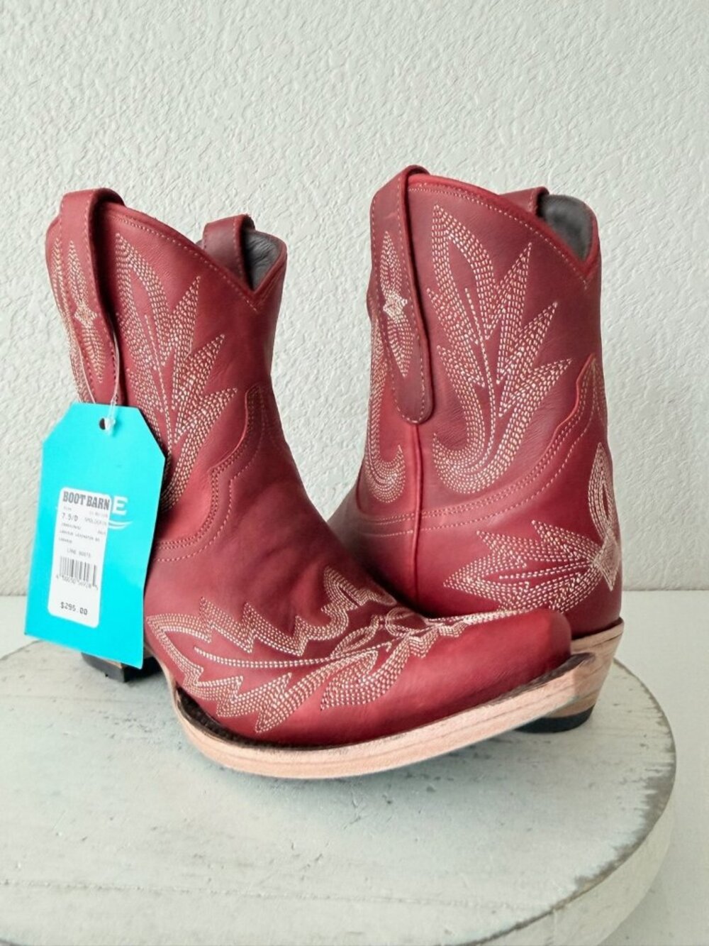 Lane Boots LEXINGTON Red Cowboy Bootie Womens 7.5 Western Cowgirl Short Snip Toe